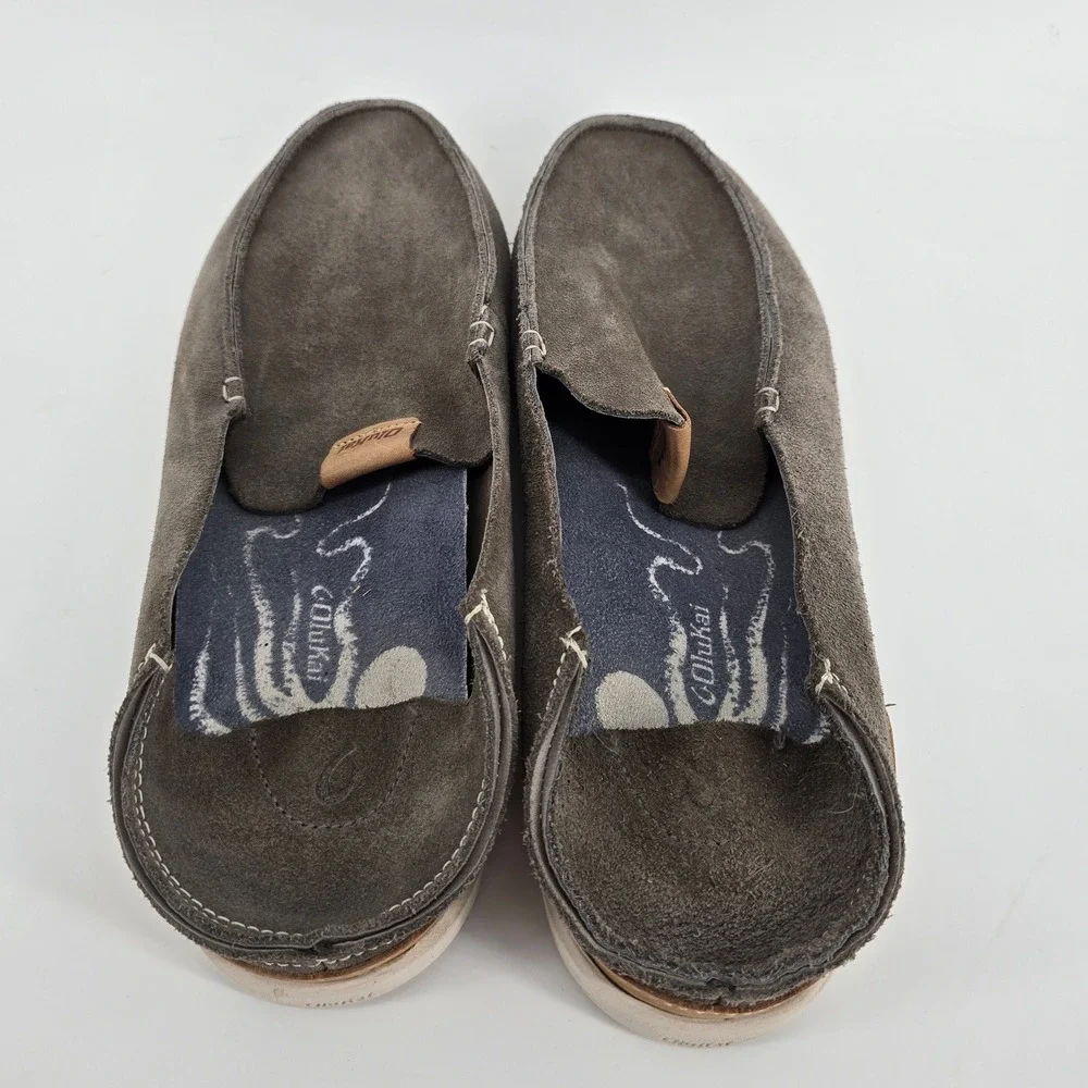 OluKai Nalukai Kala Slip On Mens 11 Grey Suede Loafers 10409-7B19